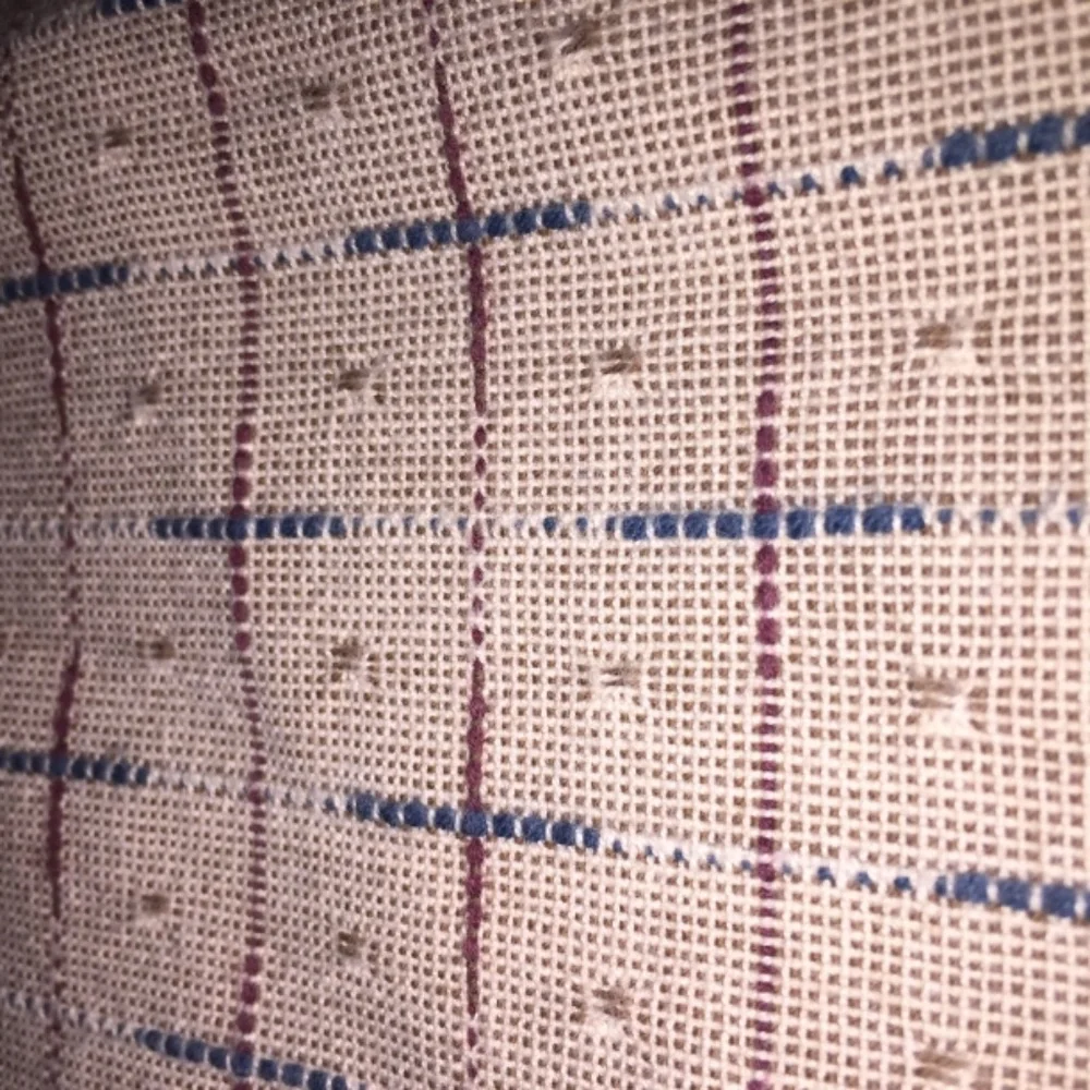 Tan burgundy and denim blue Textile Textured button-down shirt - Picture 4 of 5